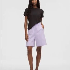 Lululemon Stretch Woven Ruffle-Waist High-Rise Short 9", Lavender, Medium